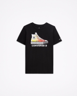 Converse Printed Sneaker Erkek Çocuk Tişört Siyah | 2639704-Türkiye